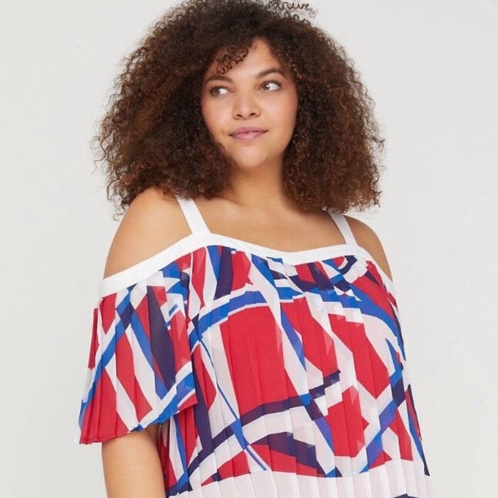 Lane Bryant Womens Sz 22 Pleated Multi Color